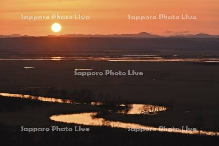 釧路湿原の夕日