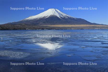凍る山中湖と富士山