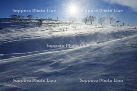 美幌峠の地吹雪
