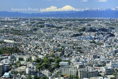 横浜市街と富士山