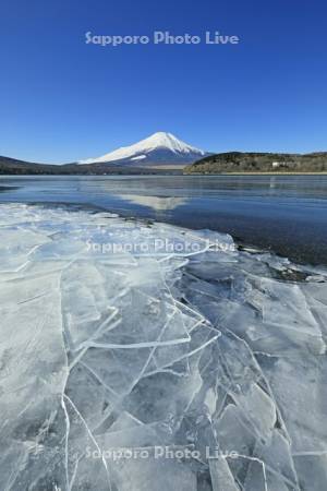 凍る山中湖と富士山　世界遺産