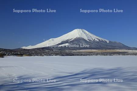 雪原の山中湖と富士山　世界遺産
