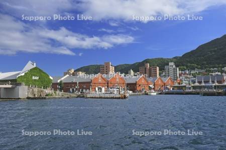 金森赤レンガ倉庫と函館山