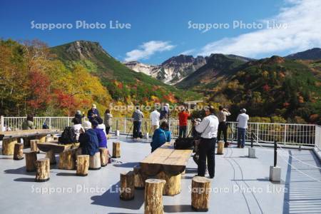 十勝岳温泉の紅葉と展望台