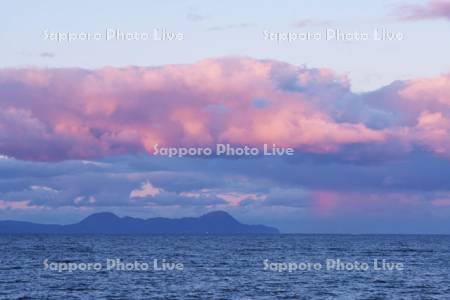 恵山岬の夕景と津軽海峡