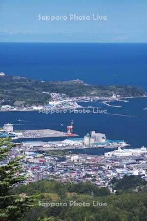 毛無山展望所より望む小樽港と市街地