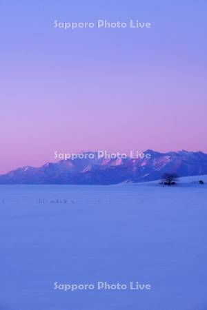 夕張山地の朝と雪原