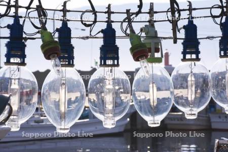 寿都漁港の漁船の集魚灯