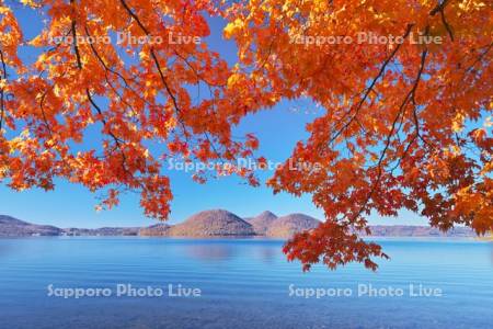 洞爺湖の紅葉と中島