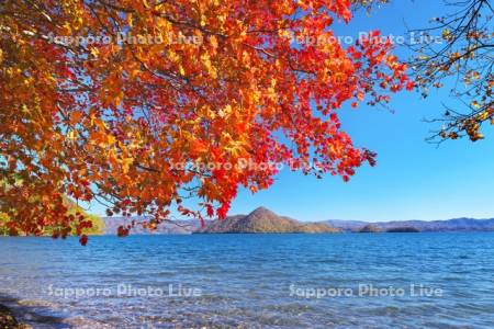 洞爺湖の紅葉と中島