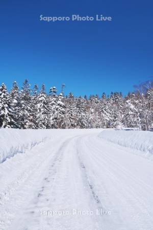旭岳温泉の雪の道
