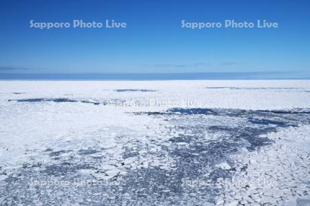 能取岬の流氷とオホーツク海