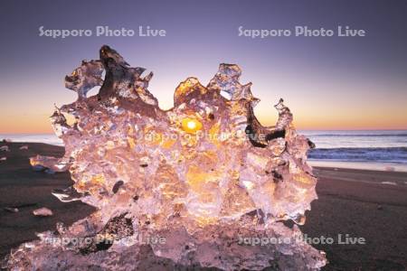 十勝のジュエリーアイスの日の出と海