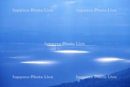 洋上風力発電と石狩湾の朝
