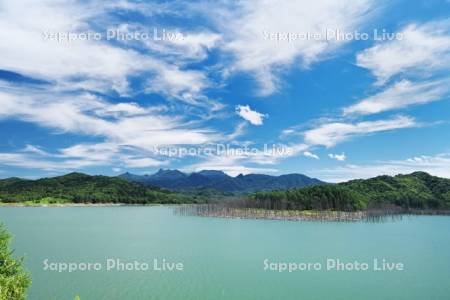 シューパロ湖と夕張山地