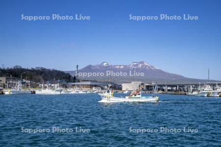 駒ヶ岳と鹿部漁港