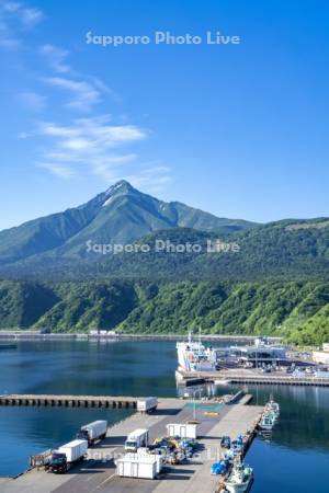 鴛泊港と利尻山