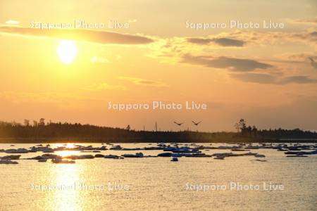 春国岱と夕日