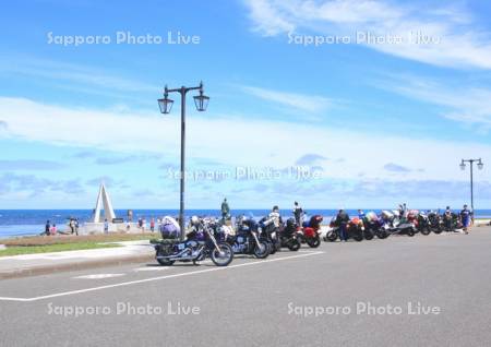 宗谷岬のバイクの観光客