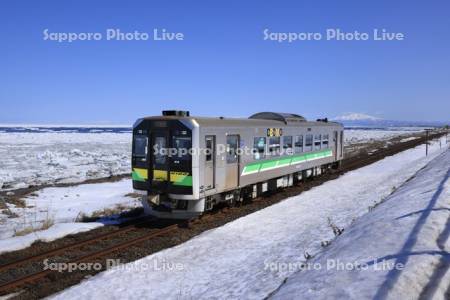 列車と流氷