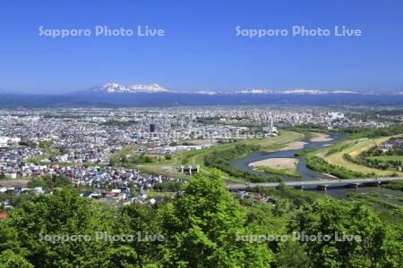 旭川市街地と大雪山遠望　近分大橋