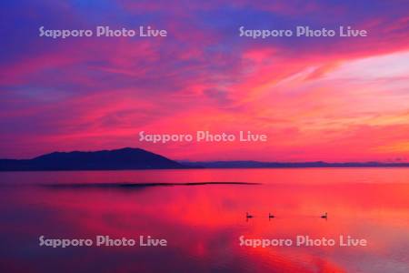 サロマ湖の夕焼け