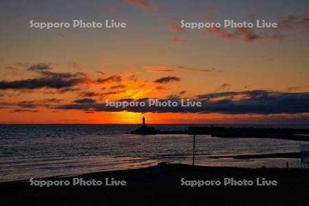 厚田港の夕日