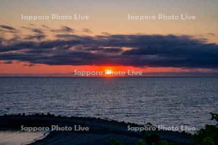 厚田港の夕日