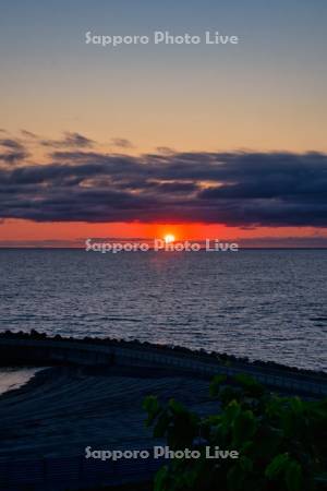 厚田港の夕日