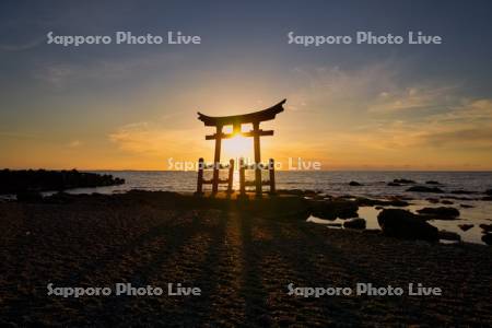 金比羅神社と夕日