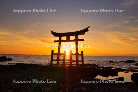 金比羅神社と夕日