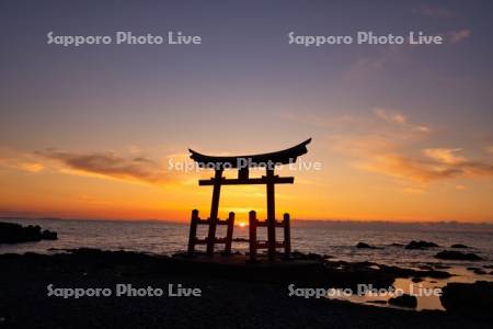 金比羅神社と夕日