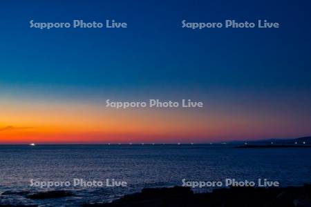 オホーツク海の漁火