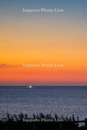 オホーツク海の漁火