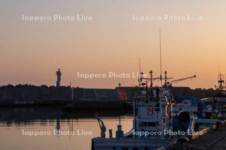 厚田港の夕景