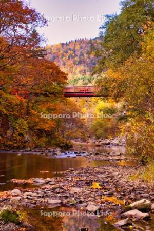 二見吊橋と豊平川