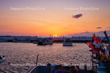 厚田港の夕日