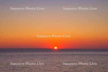 厚田の夕日　日本海