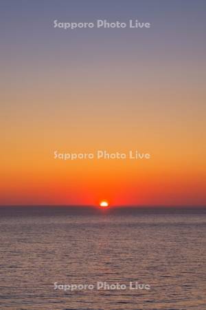 厚田の夕日　日本海