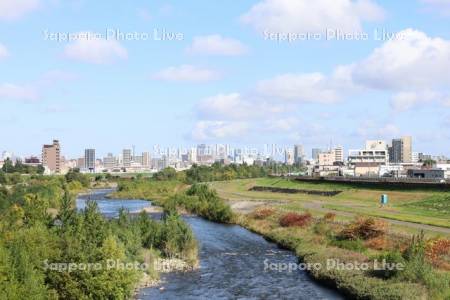 豊平川と札幌市街