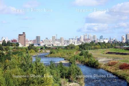 豊平川と札幌市街