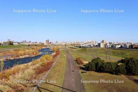豊平川とサイクリングロード