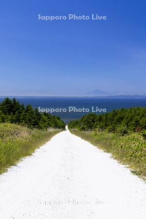 白い貝殻の道と利尻富士