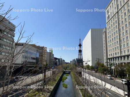 創成川とテレビ塔